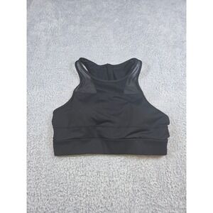 ZYIA Active Sports Bra Medium Black Womens High Neck Mesh Racerback Zipper